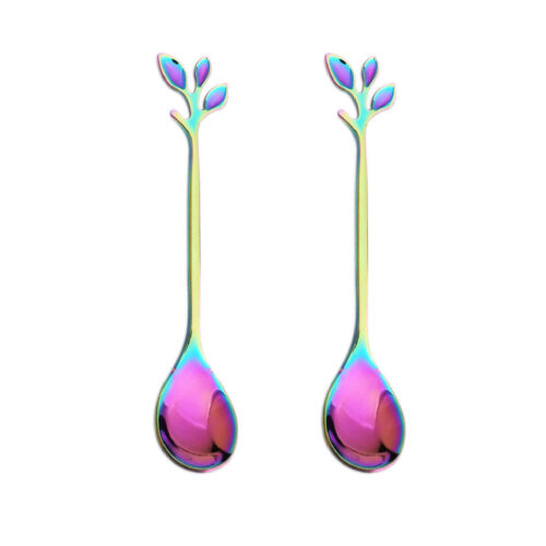 Bar Spoon with Artisan Leaf Design Set of 2 Pieces