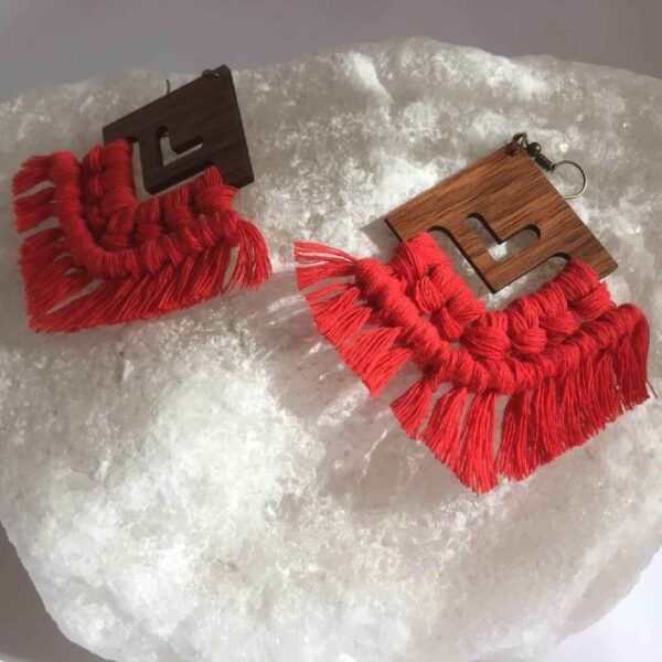 Bohemian Macrame Tassel Dangle in Orange