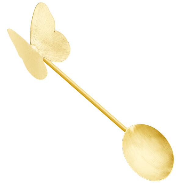 Brass Nut Serving Spoon Butterfly Design in Golden