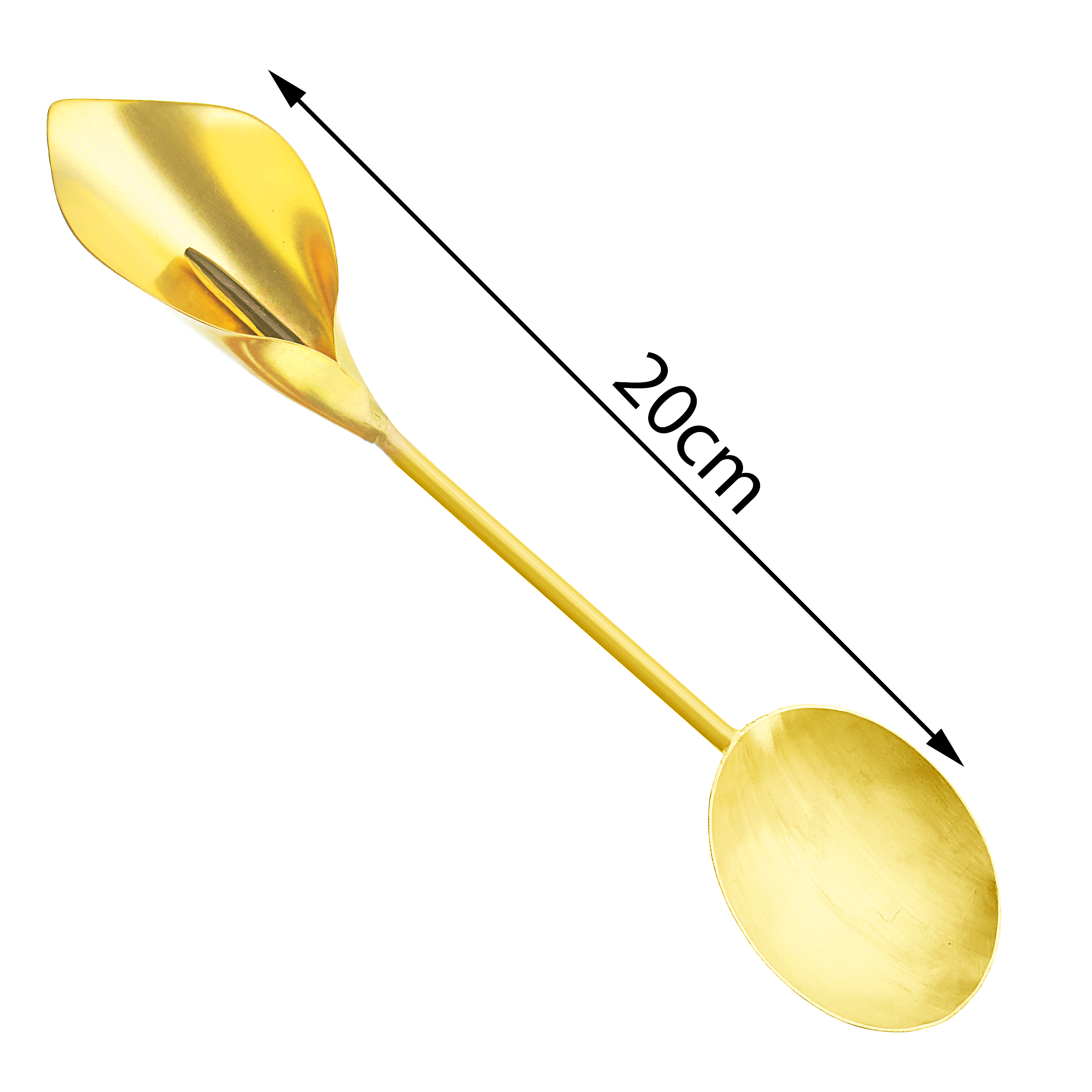 Brass Nut Serving Spoon Flower Design in Golden