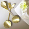 Brass Nut Serving Spoon Flower Design in Golden