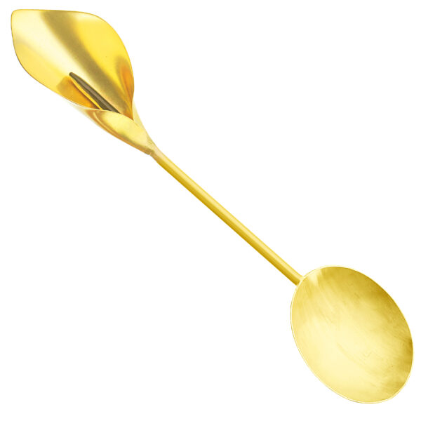 Brass Nut Serving Spoon Flower Design in Golden