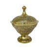 Brass Sugar Bowl with Decorative Lid & Footed