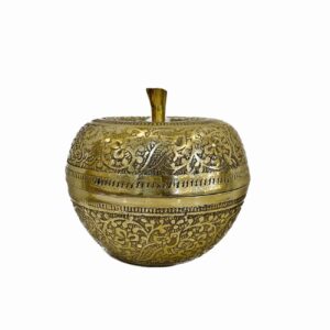 Brass Sugar Bowl with Lid in Apple Design