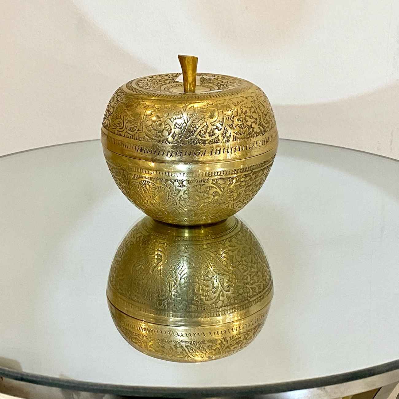 Brass Sugar Bowl with Lid in Apple Design