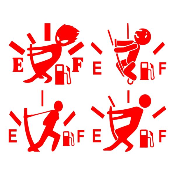 Car Sticker in Black with Fuel Gauge Design in Red