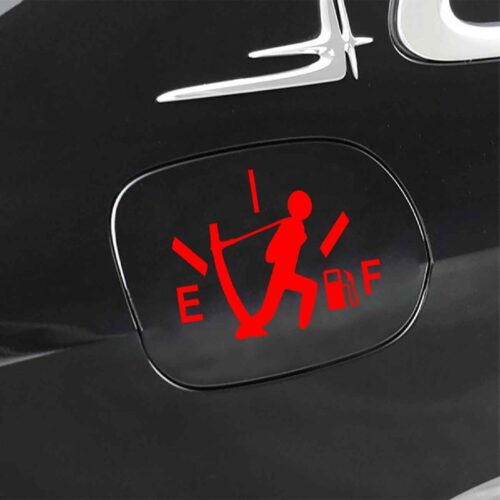 Car Sticker in Black with Fuel Gauge Design in Red