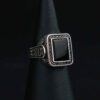 Classic Persian Silver Ring for Men with Black Gemstone