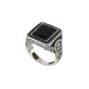 Classic Persian Silver Ring for Men with Black Gemstone