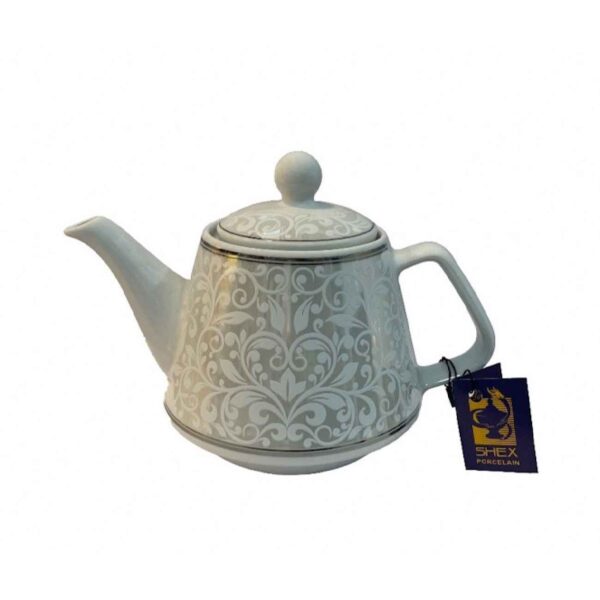 Classic Porcelain Serving Teapot in Floral Design White