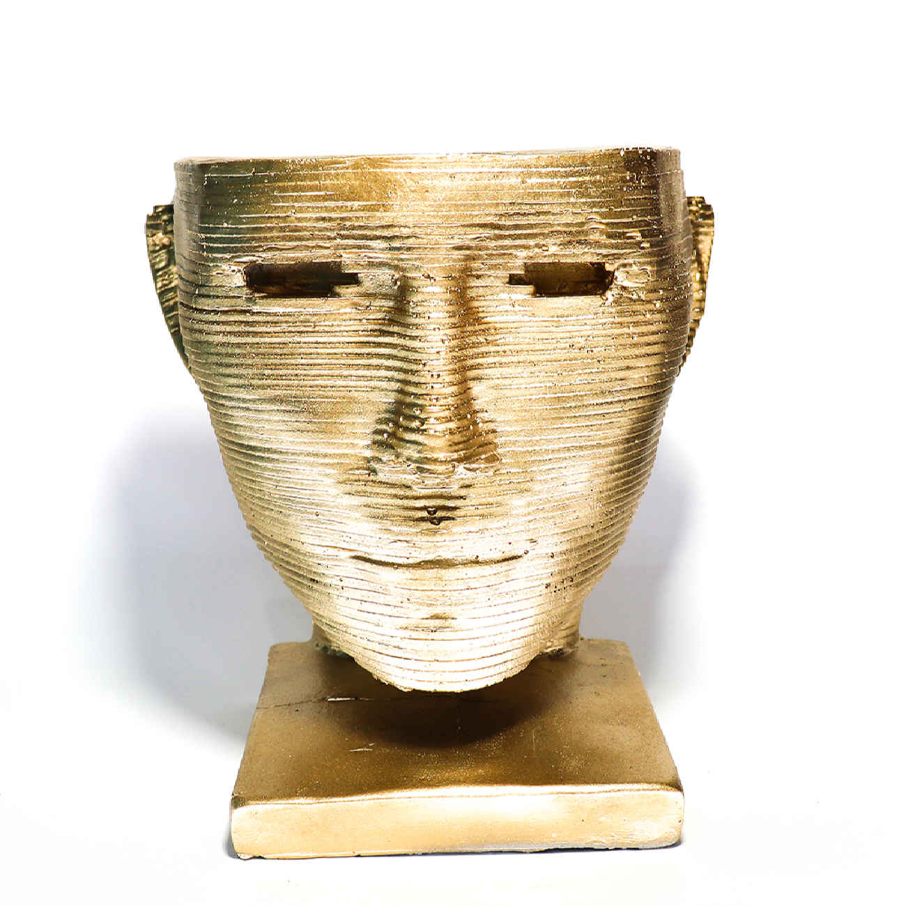 Decorative Concrete Sculpture Vase with Face Design