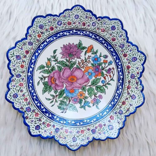 Decorative Copper Enamel Plate – Persian Minakari Hand-Painted Art