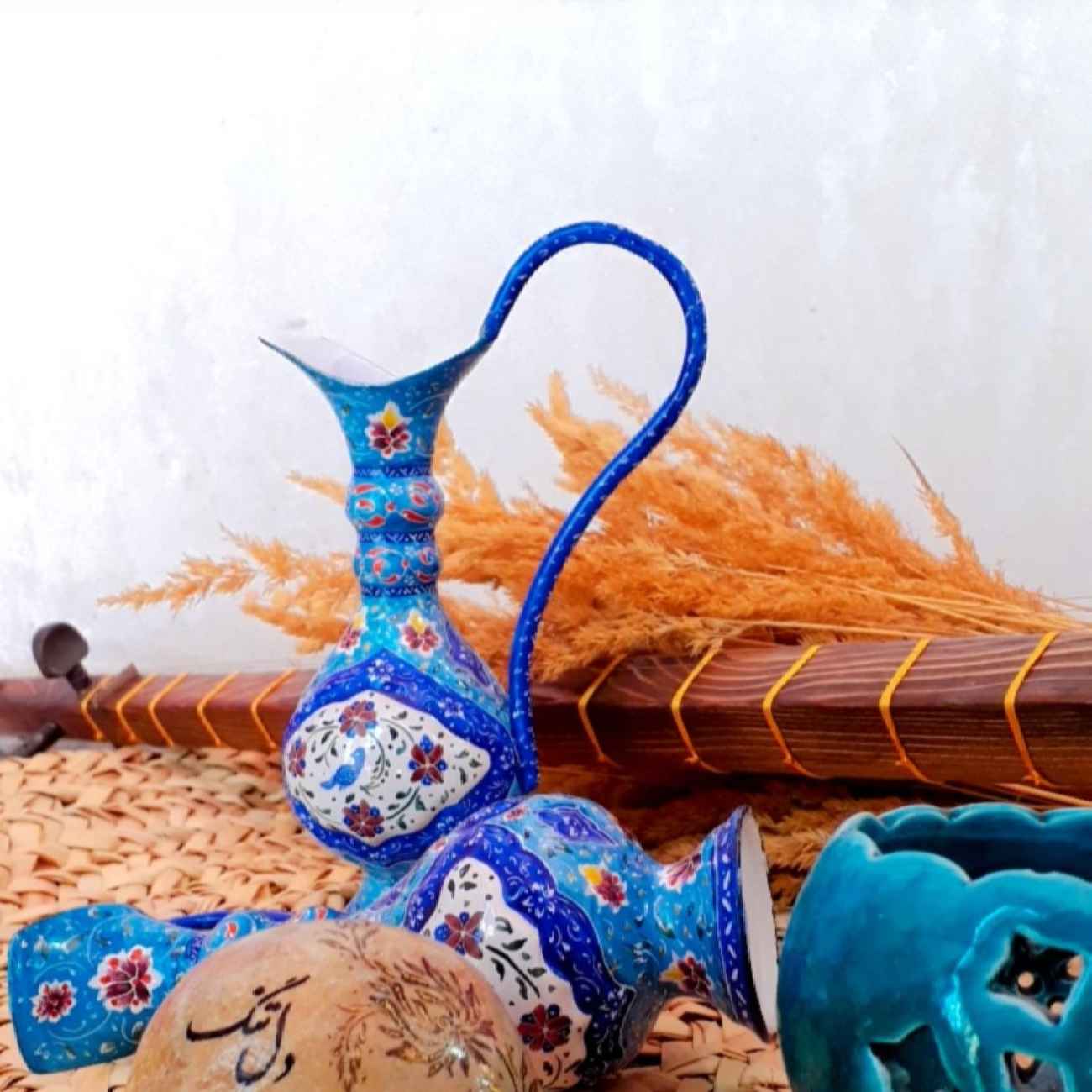 Decorative Pitcher With Persian Minakari Enamel