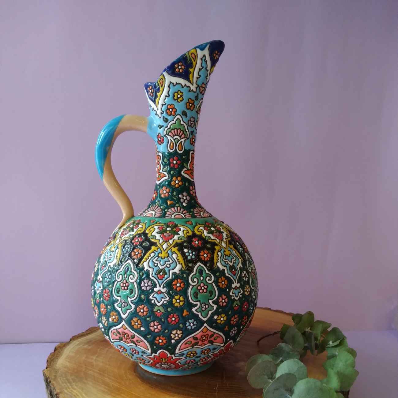 Decorative Pottery Pitcher in Minakari Art