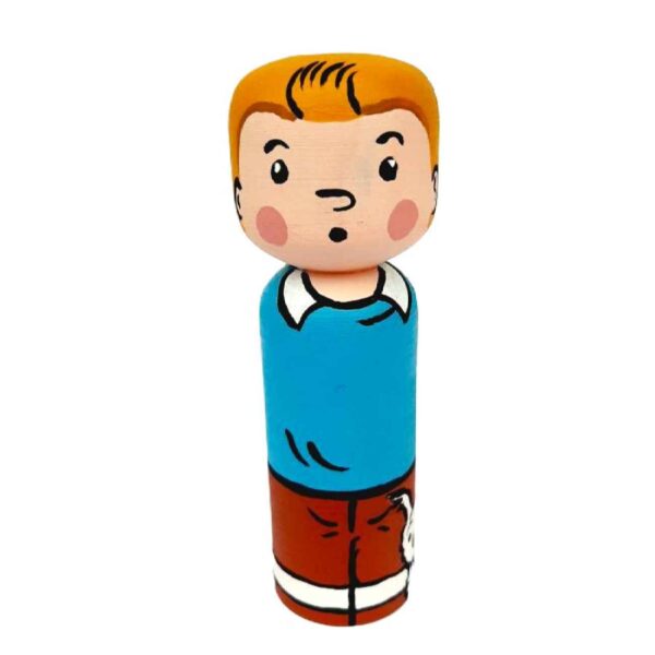 Decorative Wooden Peg Doll: Tintin & Snowy Model