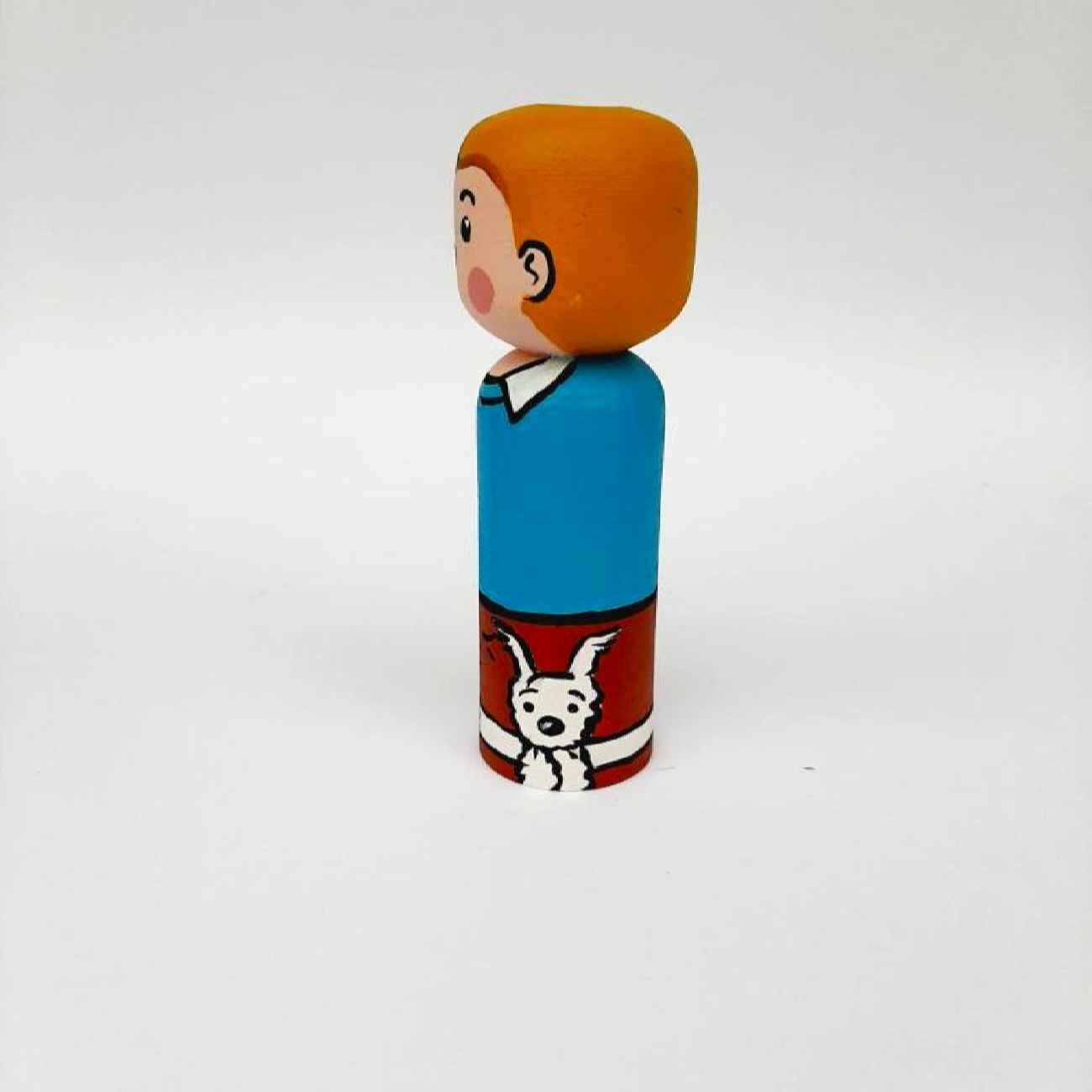 Decorative Wooden Peg Doll: Tintin & Snowy Model