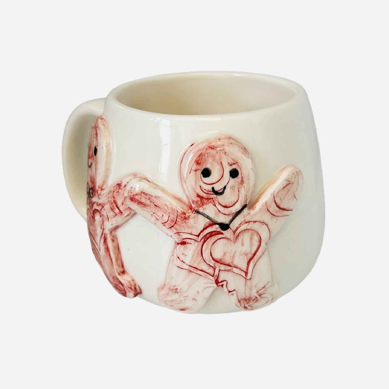 Artistic Ceramic Mug – Elegant Gingerbread Design in White