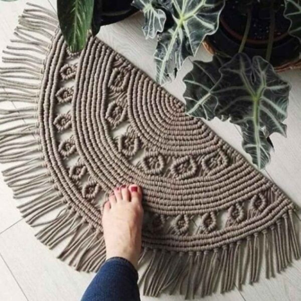 Elegant Persian Handwoven Boho Macrame Floor Rug