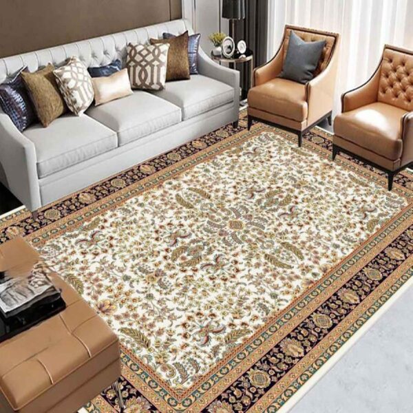 Elegant Persian Style Indoor Floor Mat Chic with Floral Design