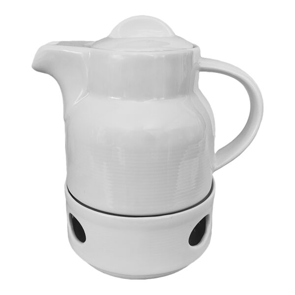 Elegant Porcelain Serving Teapot with Warmer in White