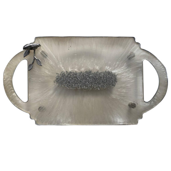 Elegant Resin Serving Tray Hand Painted with Handles