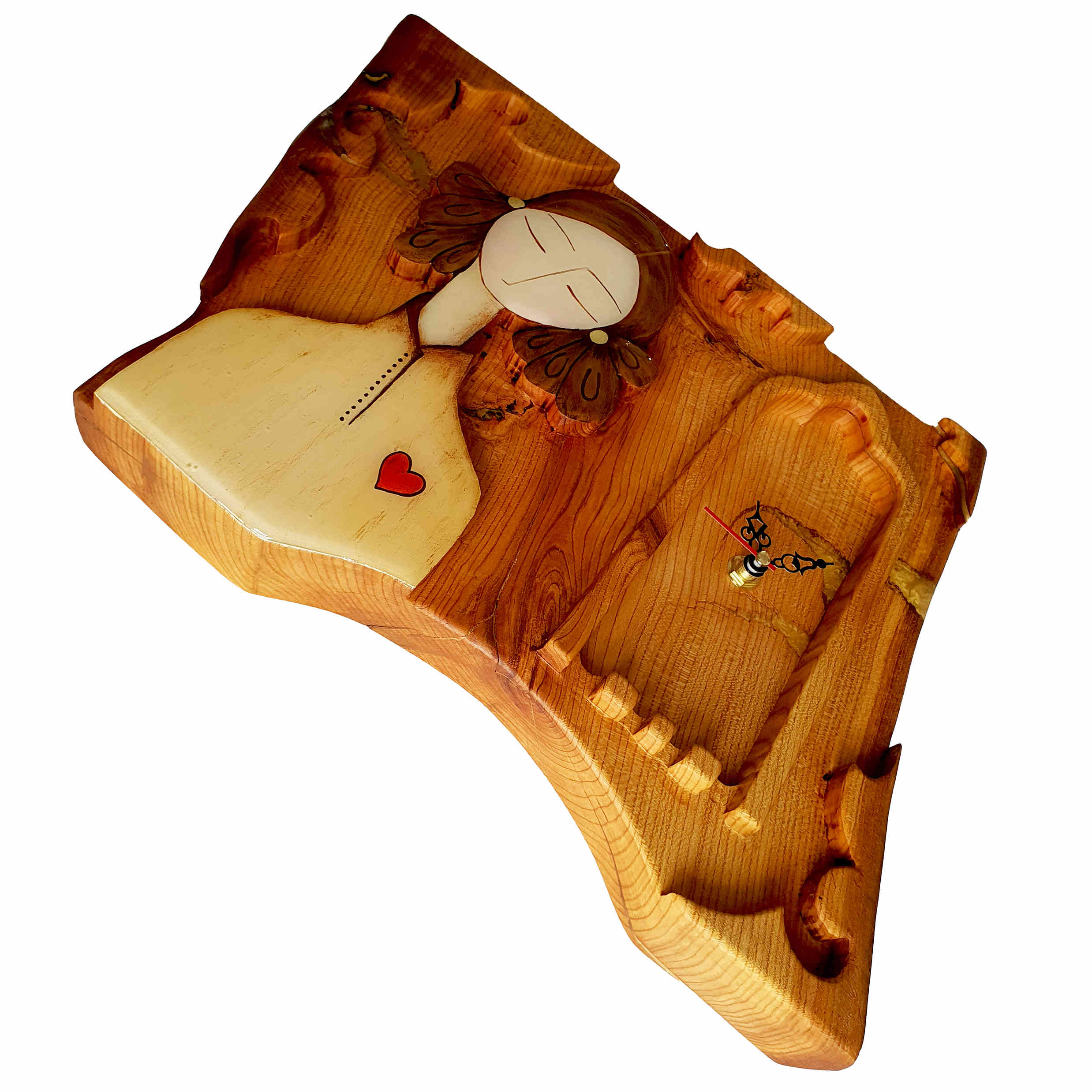 Elegant Wooden Desk Clock with Girl Design