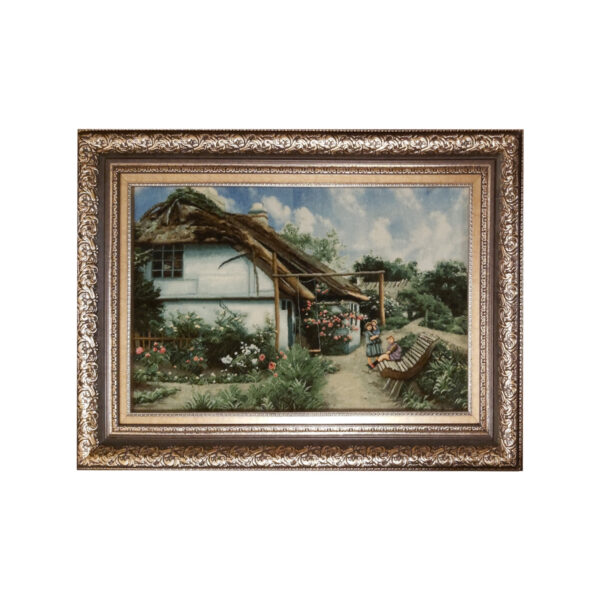 Hand-Knotted Persian Pictorial Rug from Tabriz Cottage Serenity