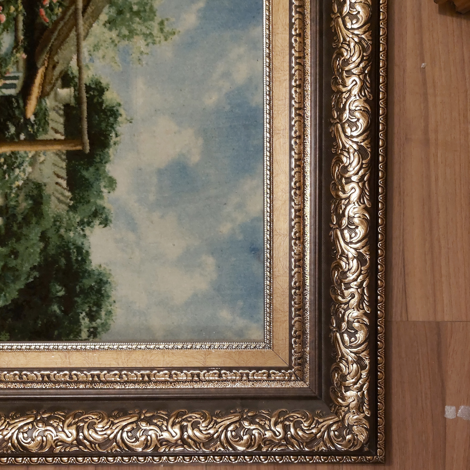 Hand-Knotted Persian Pictorial Rug from Tabriz Cottage Serenity