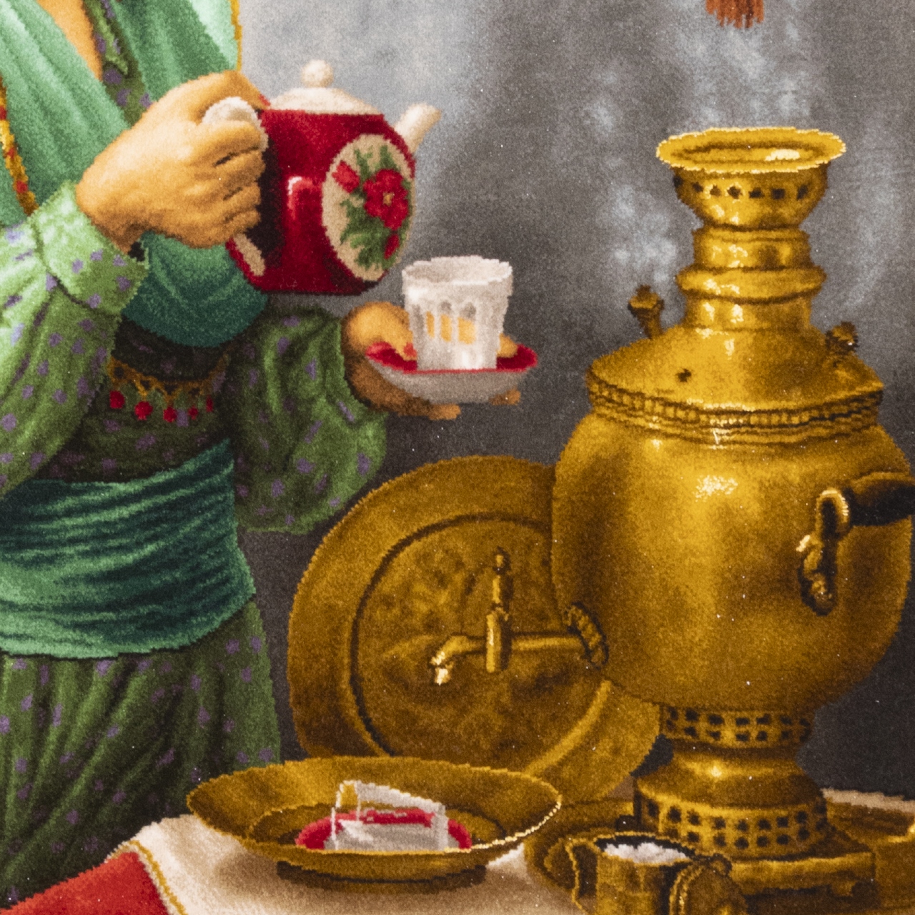 Hand-Knotted Persian Pictorial Rug from Tabriz Kurdish Lady