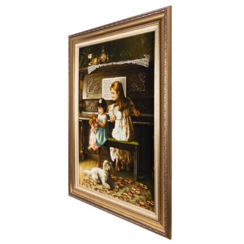 Hand-Knotted Persian Pictorial Rug from Tabriz Piano Girl