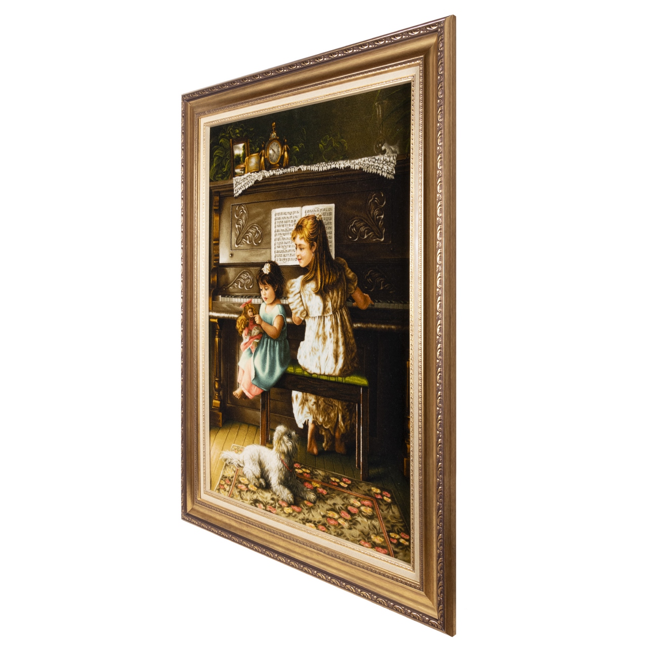 Hand-Knotted Persian Pictorial Rug from Tabriz Piano Girl