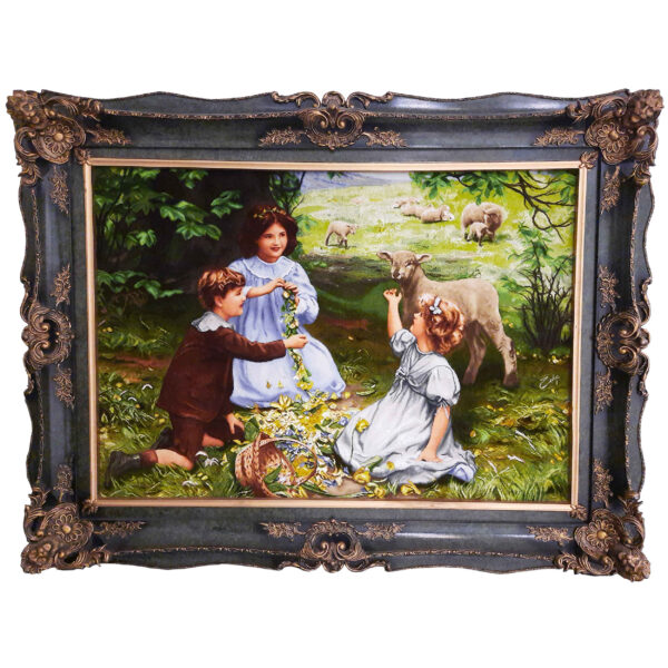 Hand-Knotted Persian Pictorial Rug from Tabriz The Joy of Spring by Arthur John Elsley