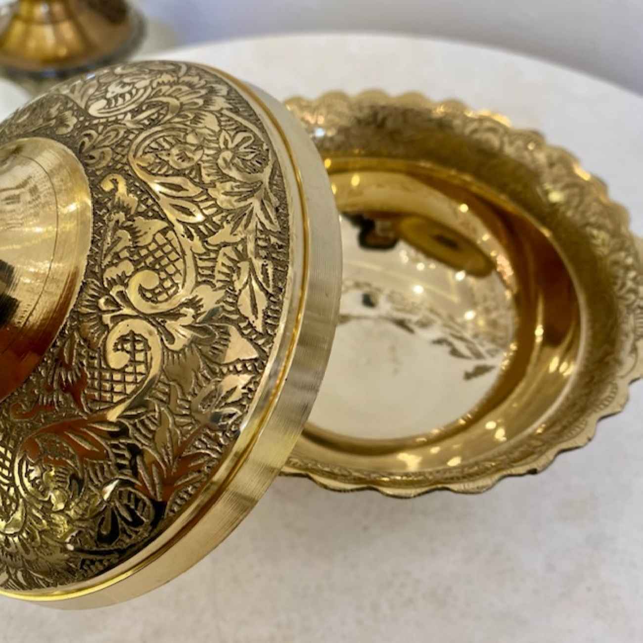 Handcrafted Brass Sugar Bowl with Secure Lid