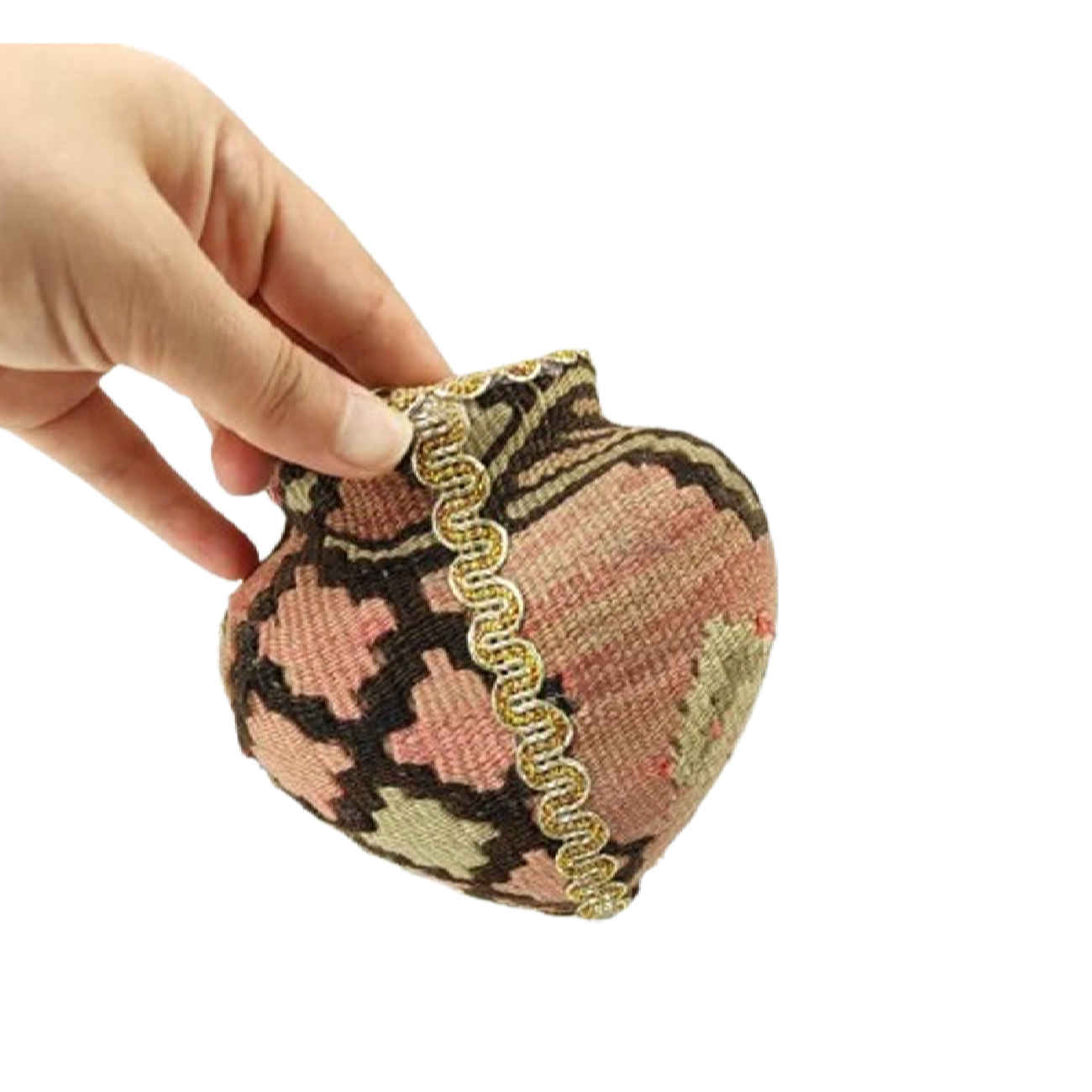 Handcrafted Bulbous Pottery Vase in Persian Carpet Design from Tabriz