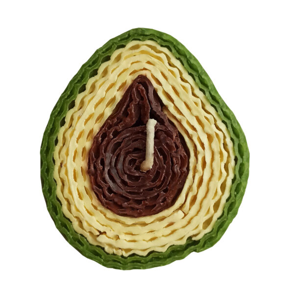 Handcrafted Natural Beeswax Candle with Avocado Design