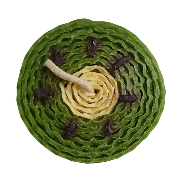 Handcrafted Natural Beeswax Candle with Kiwi Design