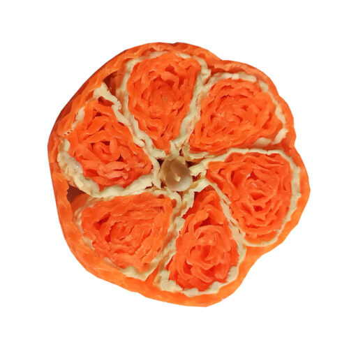 Handcrafted Natural Beeswax Candle with Orange Design