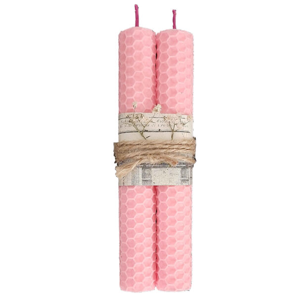 Handcrafted Natural Beeswax Pillar Candle Set of 2