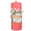 Handcrafted Natural Beeswax Pillar Candle in Pink