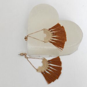 Handwoven Macrame Dangle Earring in Brown