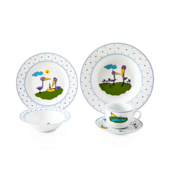 Iranian Porcelain Meal Set by Zariniran 5-Piece Child’s – Pelican Design