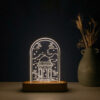 Islamic 3D LED Night Light Water Fountain of the Holy Shrine with Wooden Base