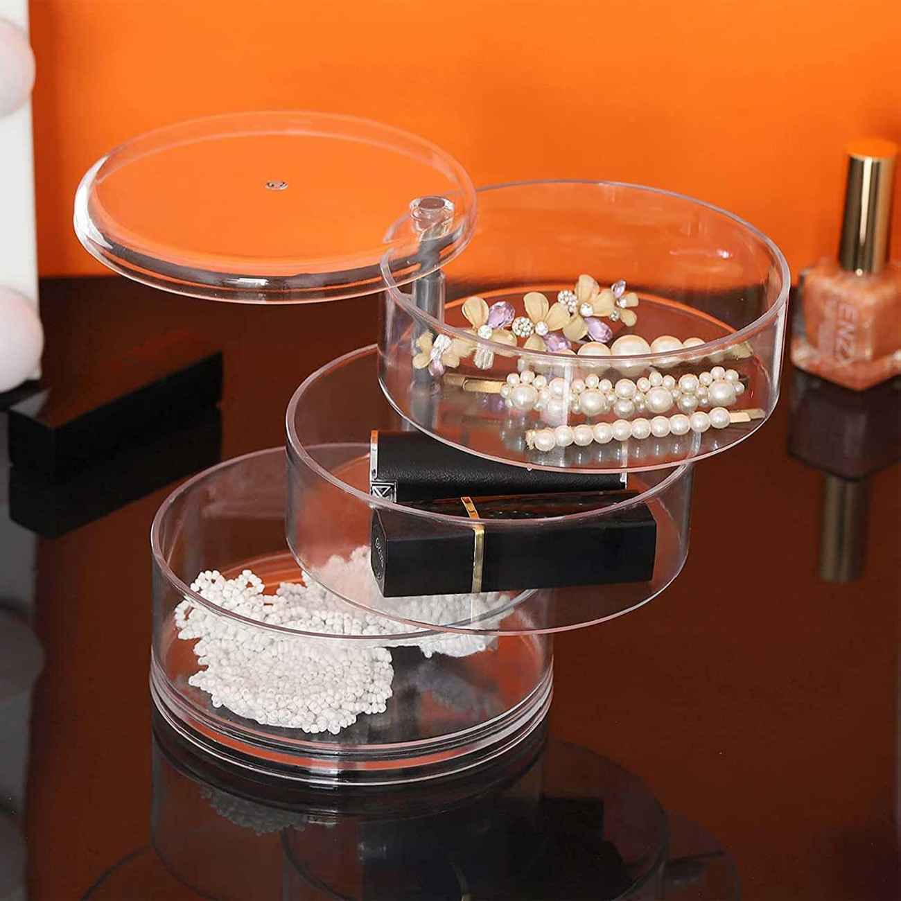 Novelty Jewelry Holder in Rotating and Three-Tier Design