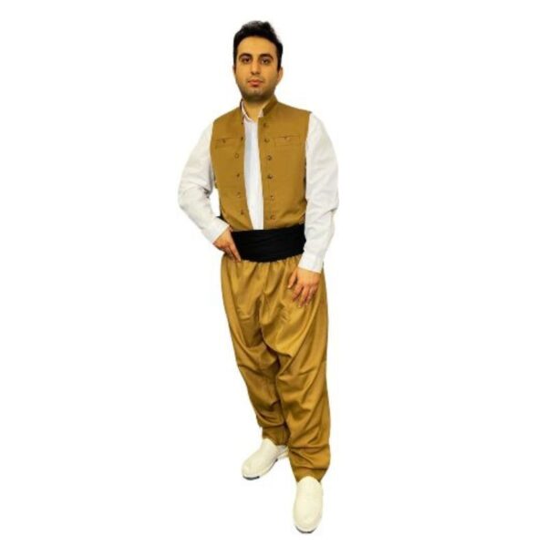 Kurdish Clothes for Man with Vest & Pishtwen - Maleki Beige