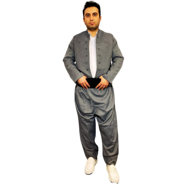 Kurdish Clothes for Man with Vest & Pishtwen - Maleki Gray