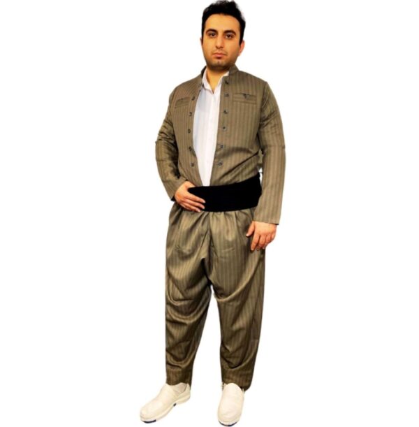 Kurdish Clothes with Pishtwen Striped for Man - Bronze