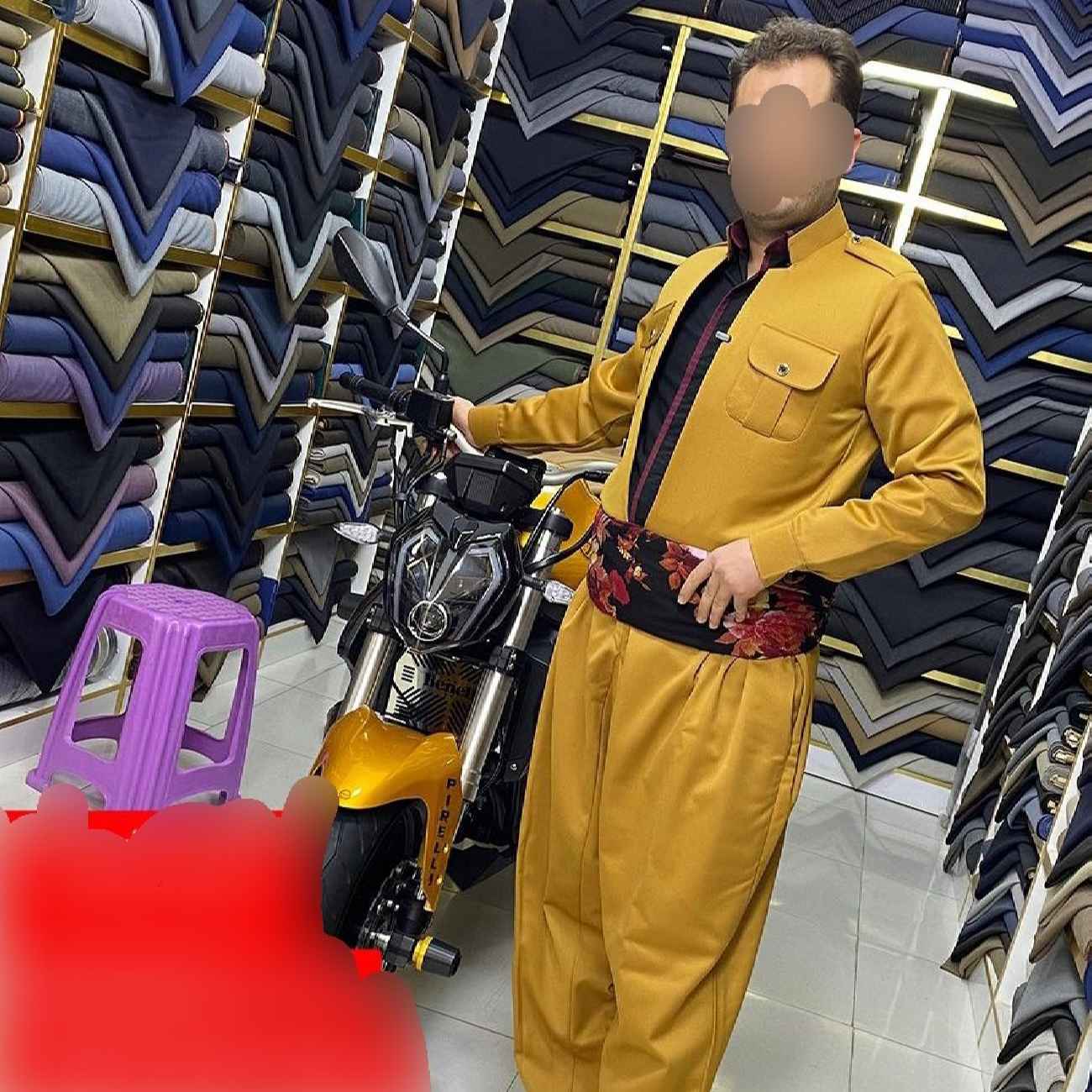 Kurdish Clothes with Pishtwen for Man in Navy Blue