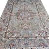 Large Persian Style Indoor Floor Mat with Floral Design in Gray