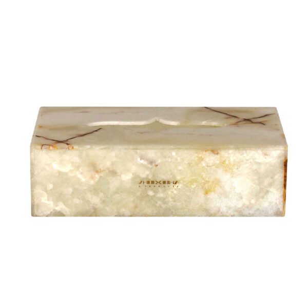 Natural Marble Stone Tissue Box by X Products – X_H Model (Matte Gold)