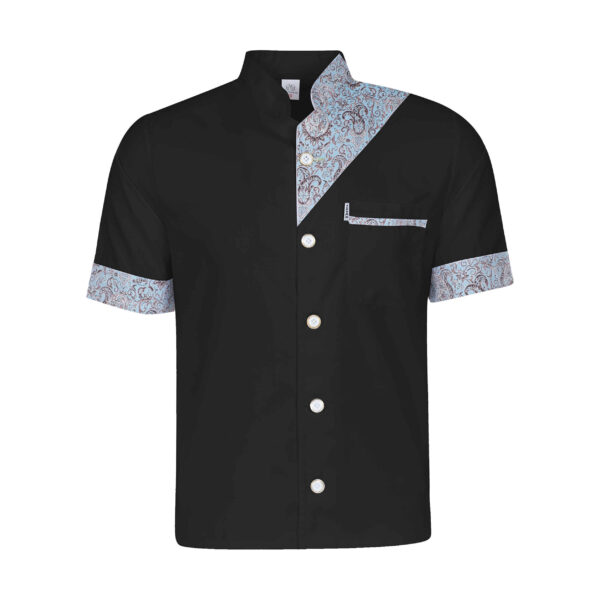 Persian Men's Short Sleeve Chef's Jacket with Paisley Design
